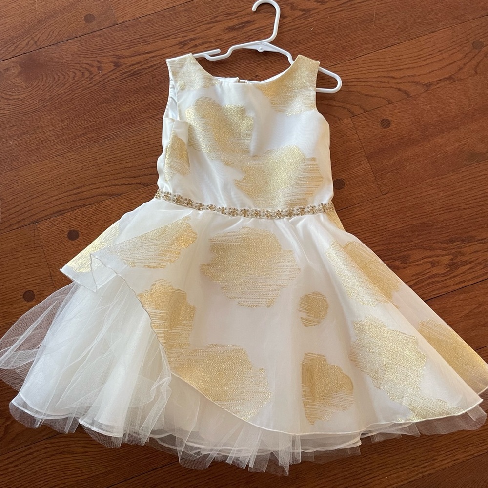 Zoe LTD Girls’ Dress - White/Gold - Worn 1x